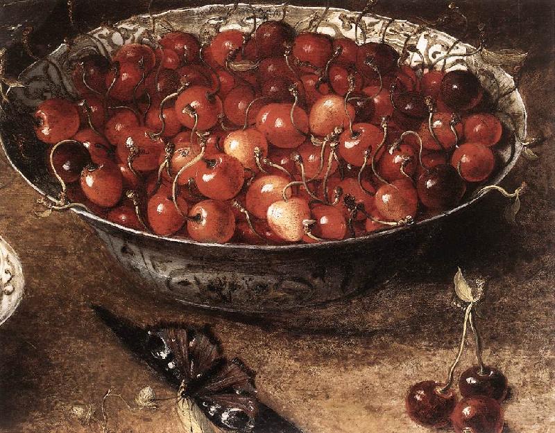 BEERT, Osias Still-Life with Cherries and Strawberries in China Bowls (detail) ghmh Norge oil painting art
